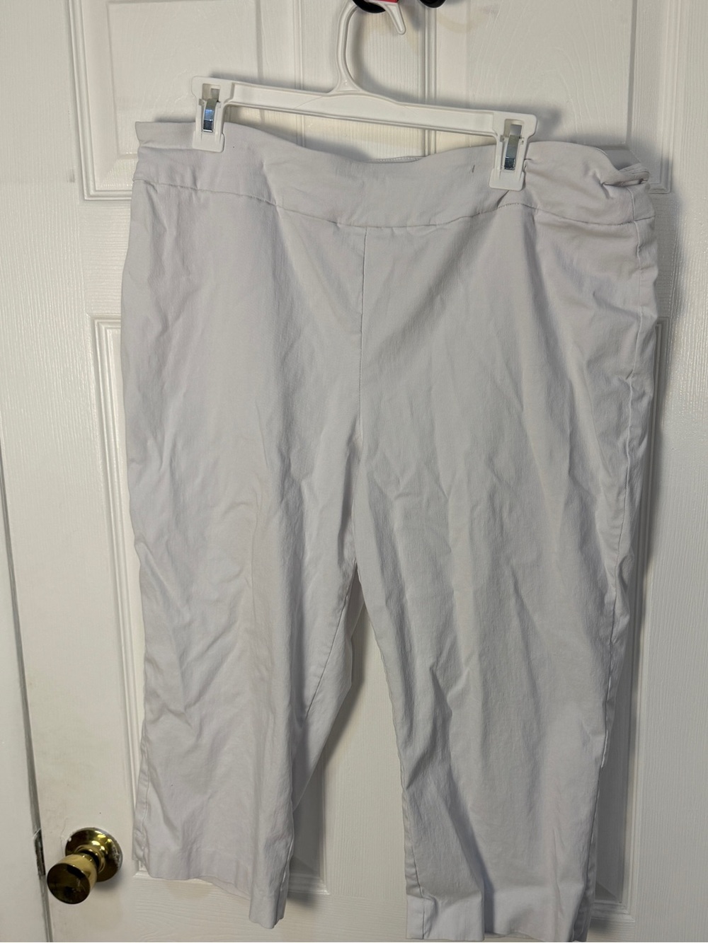 Dan Buchman White Cropped Pull-On Pants Capri mid Super stretch XL